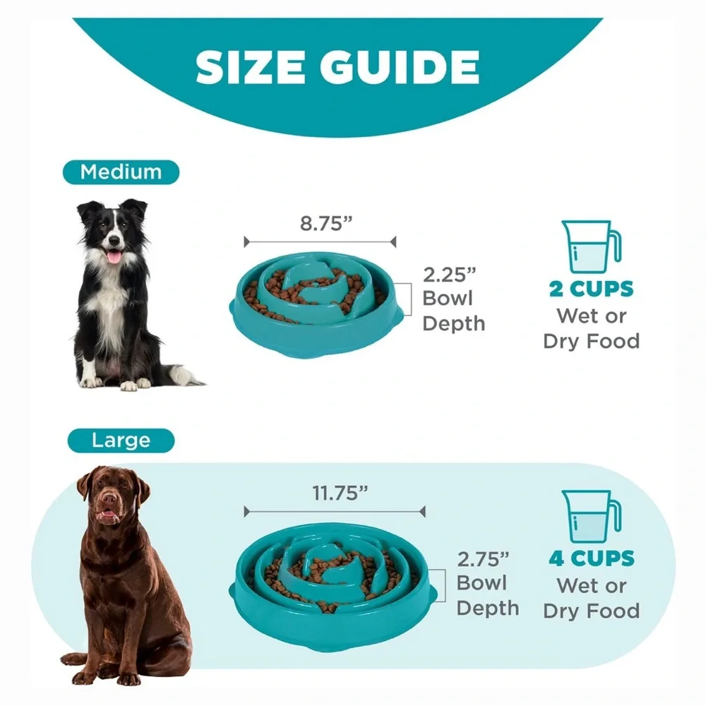 Teal Slow Feeder Dog Bowl